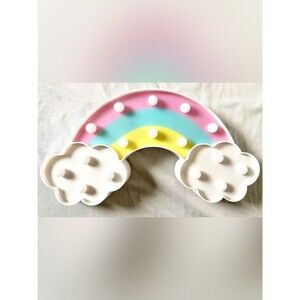 Rainbow LED Marquee Pastel Night Light Decor with Clouds
